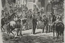 Franco-Prussian War: Napoleon III surrendering to King Wilhelm I of Prussia...1870, (1870). Creator: Celestino Sadurni