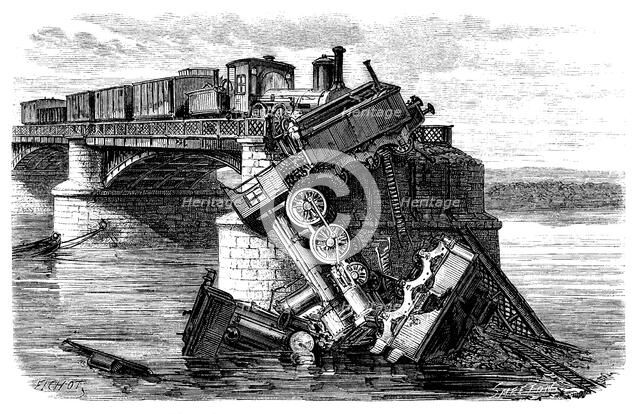 Franco - Prussian War, siege of Paris by the Germans, German train derailment on the bridge of th…