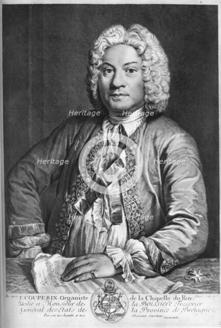 François Couperin, French Baroque composer, organist and harpsichordist, 1735. Artist: J Flippart