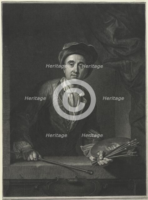 François de Troy, after a Self-Portrait. Creator: Pierre Drevet (French, 1663-1738).