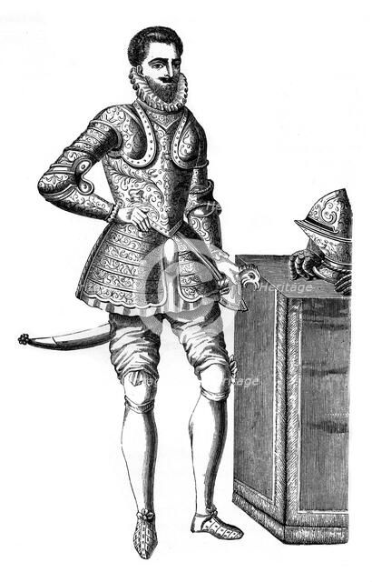 Francois, Duke of Anjou and Alencon, in damascened armour, 16th century, (1870). Artist: Unknown