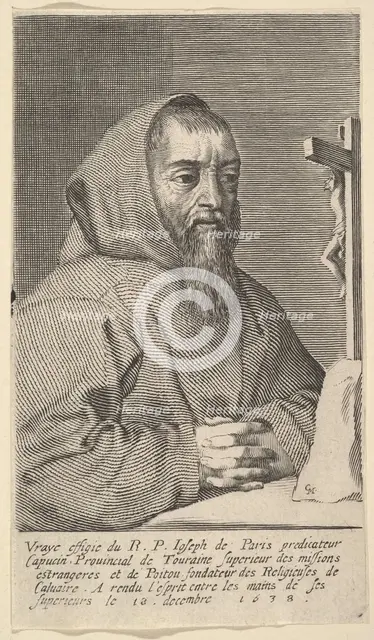 François Le Clerc Du Tremblay, dit le Père Joseph, 1638. Creator: Claude Mellan.
