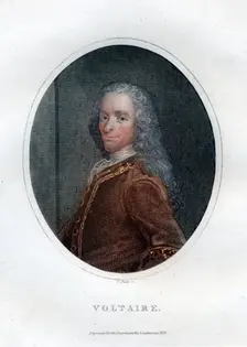 Francois Marie Arouet Voltaire, 18th century French writer and satirist, (1828).Artist: J Pass