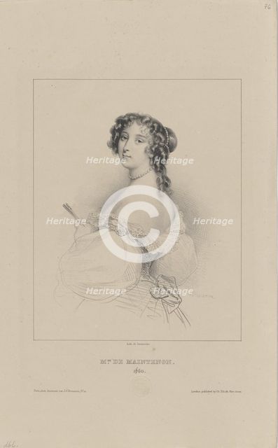 Françoise d'Aubigné, Marquise de Maintenon (1635-1719), 1830-1840s. Creator: Devéria, Achille (1800-1857).