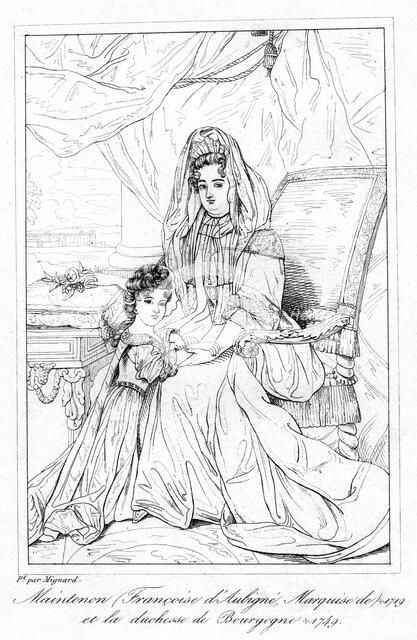 Françoise d'Aubigné, and the Duchess of Bourgogne.Artist: Pierre Mignard