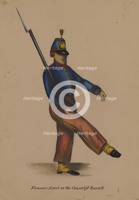 Françoise Ravel as the Conscript Recruit, 1855-1859. Creator: Alfred Jacob Miller.