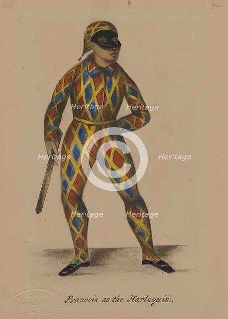 Françoise Ravel as the Harlequin, 1855-1859. Creator: Alfred Jacob Miller.