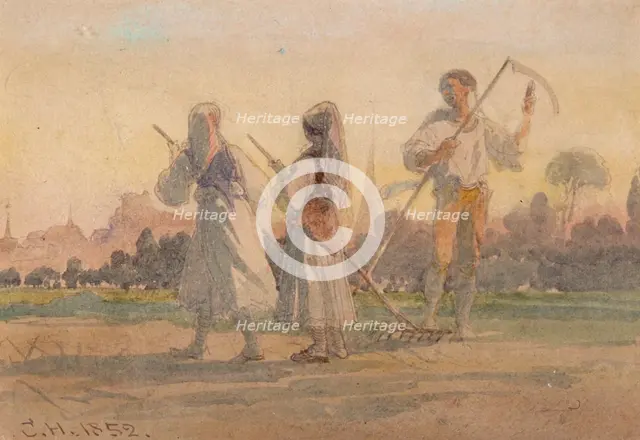 'Franconian Peasants near Wurzburg', Germany, 1852. Artist: Carl Haag