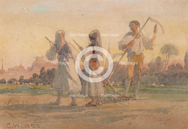 'Franconian Peasants near Wurzburg', Germany, 1852. Artist: Carl Haag
