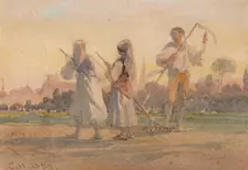 Franconian Peasants near Wurzburg Germany, 1852. Artist: Carl Haag