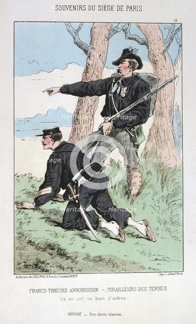 'Francs Tireurs Arronssohn - Tirailleurs des Ternes', Siege of Paris, 1870-1871. Artist: Anon