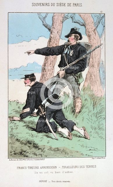'Francs Tireurs Arronssohn - Tirailleurs des Ternes', Siege of Paris, 1870-1871. Artist: Anon