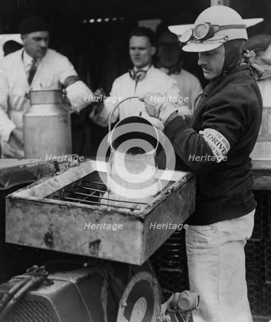 Frank Clement refuelling Bentley at Brookland Double 12 race 1930. Creator: Unknown.