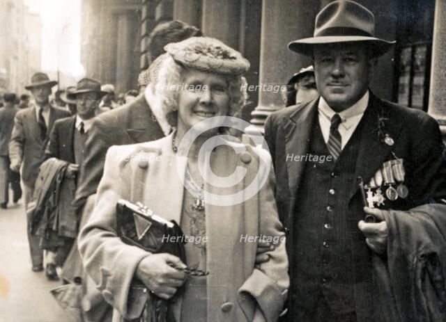 Frank and Phyllis Page, Anzac Day march, year unknown. Creator: Unknown.
