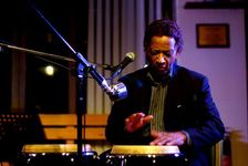 Frank Holder, Guyanan jazz singer and percussionist, Jazz Hastings, Hastings, East Sussex. Artist: Brian O'Connor