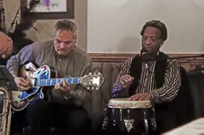 Frank Holder, Guyanan jazz singer and percussionist with Shane Hill, The Castle, Outwood, Surrey. Artist: Brian O'Connor