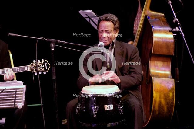 Frank Holder, Guyanan jazz singer and percussionist, The Hawth Theatre, Crawley, West Sussex. Artist: Brian O'Connor