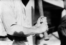 Frank "Home Run" Baker's batting grip, c1912. Creator: Bain News Service