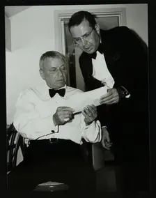 Frank Sinatra and Frank Sinatra Jr backstage at the Royal Albert Hall, London, 28 May 1992. Creator: Denis Williams