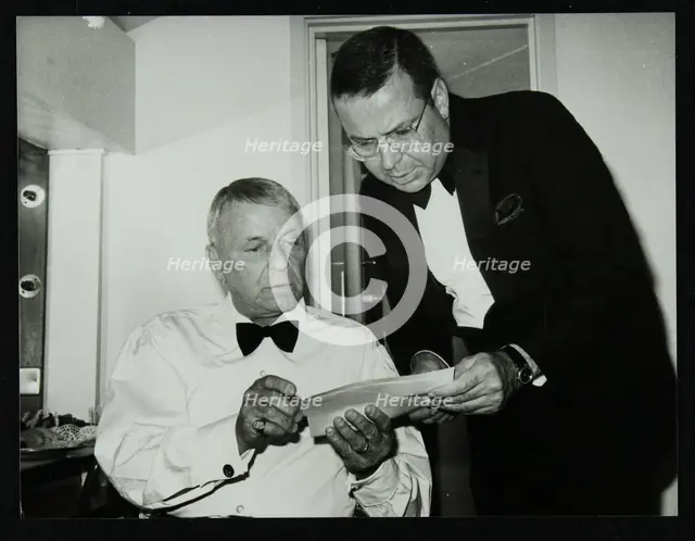 Frank Sinatra and Frank Sinatra Jr backstage at the Royal Albert Hall, London, 28 May 1992. Creator: Denis Williams.