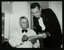 Frank Sinatra and Frank Sinatra Jr backstage at the Royal Albert Hall, London, 28 May 1992. Creator: Denis Williams