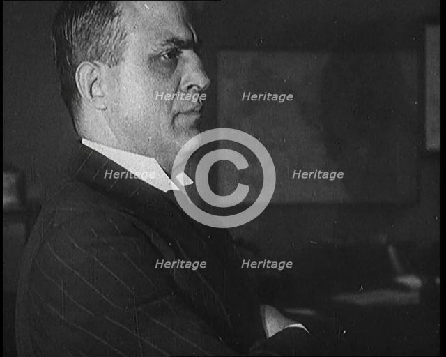 Frank Valentino Doing an Impression of Benito Mussolini (Il Duce), 1929. Creator: British Pathe Ltd.