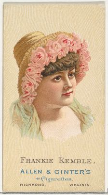 Frankie Kemble, from World's Beauties, Series 2 (N27) for Allen & Ginter Cigarettes, 1888., 1888. Creator: Allen & Ginter