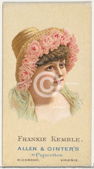Frankie Kemble, from World's Beauties, Series 2 (N27) for Allen & Ginter Cigarettes, 1888., 1888. Creator: Allen & Ginter.
