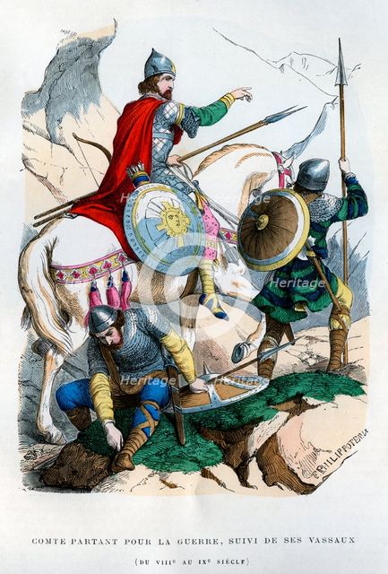 Frankish count leaving for war, 8th-9th century (1882-1884). Artist: Felix Henri Emmanuel Philippoteaux