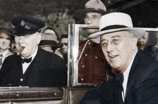Franklin D Roosevelt and Winston Churchill meeting in Quebec, Canada, 1944