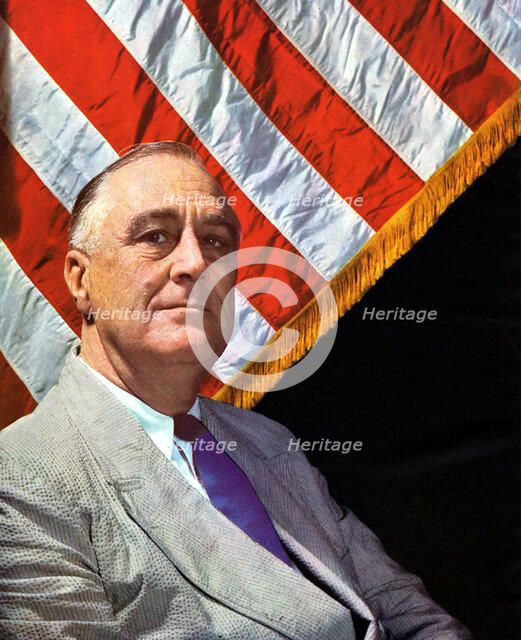 Franklin Delano Roosevelt (1882-1945), 32nd President of the USA 1932-1945, c1943. Artist: Unknown