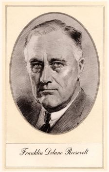 Franklin Delano Roosevelt, 32nd President of the United States, (mid 20th century).Artist: Gordon Ross
