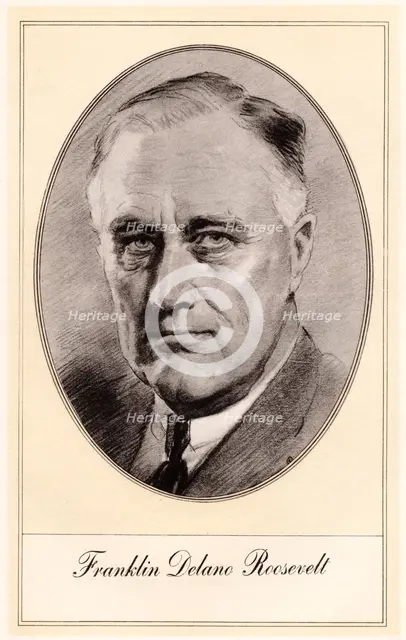 Franklin Delano Roosevelt, 32nd President of the United States, (mid 20th century).Artist: Gordon Ross
