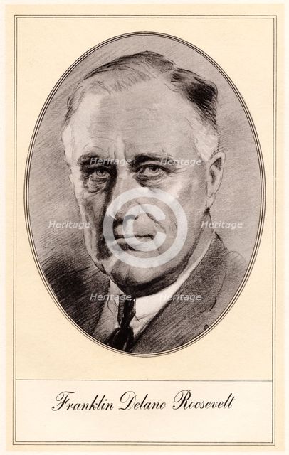 Franklin Delano Roosevelt, 32nd President of the United States, (mid 20th century).Artist: Gordon Ross