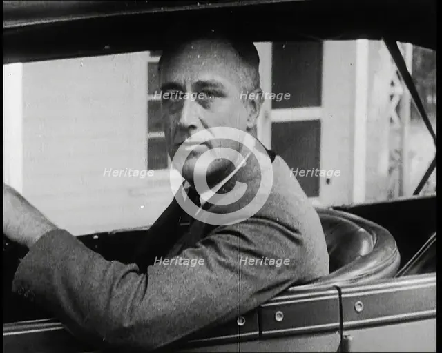 Franklin Delano Roosevelt, Future President of the United States, in a Car, 1932 Creator: British Pathe Ltd.