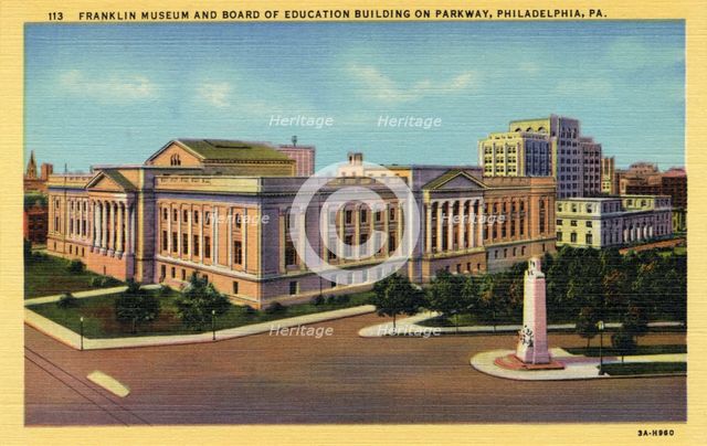 Franklin Institute and Board of Education Building, Philadelphia, Pennsylvania, USA, 1933. Artist: Unknown