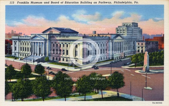 Franklin Institute and Board of Education Building, Philadelphia, Pennsylvania, USA, 1937. Artist: Unknown