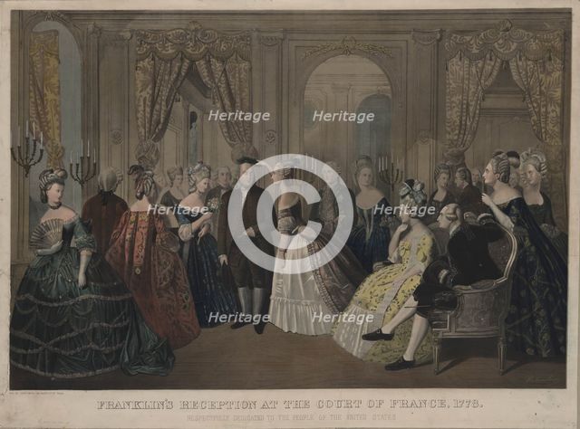 Franklin's reception at the court of France, 1778, 1850s.