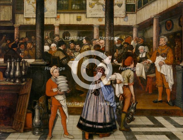 Frans Floris Attending a Banquet of the Guild of Saint Luke, c1540s, 1853. Creator: Jan August Hendrik Leys.