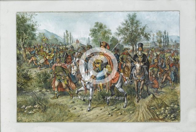 Franz Freiherr von der Trenck and his regiment, 1903. Artist: Gaul, Franz (1837-1906)
