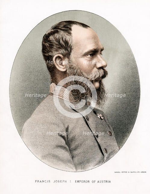 Franz Joseph, Emperor of Austria, c1880. Artist: Cassell, Petter & Galpin