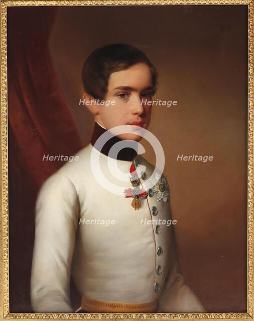 Franz Joseph I of Austria (1830-1916) as Archduke, with the Russian Order of Saint Andrew..., c1846. Creator: Anonymous ().