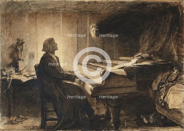 Franz Liszt at a Piano, 1904. Creator: Herkomer, Sir Hubert von (1849-1914).