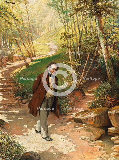Franz Schubert walking in the Vienna Woods. Creator: Priechenfried, Alois Heinrich (1867-1953).