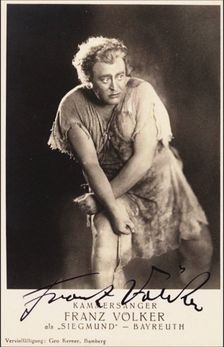 Franz Völker as Siegmund in opera Die Walküre by Richard Wagner, Bayreuth, 1933