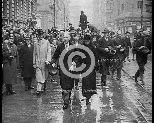 Franz von Papen Walking Towards Camera Surrounded by a Crowd, 1933. Creator: British Pathe Ltd.