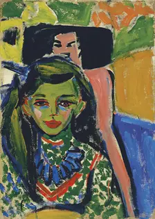 Fränzi in front of Carved Chair, 1910. Creator: Ernst Kirchner