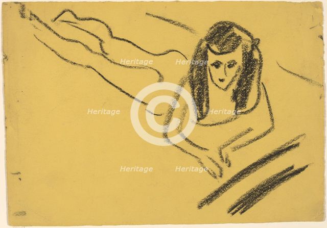 Fränzi Reclining, 1910. Creator: Ernst Kirchner.