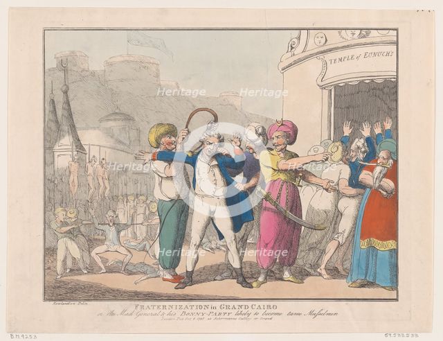Fraternization in Grand Cairo, or The Mad General & his Bonny Party Likely to ..., October 9, 1798. Creator: Thomas Rowlandson.