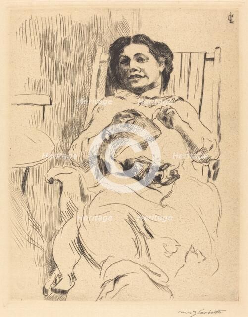 Frau mit Handarbeit (Woman with Needlework), 1912. Creator: Lovis Corinth.